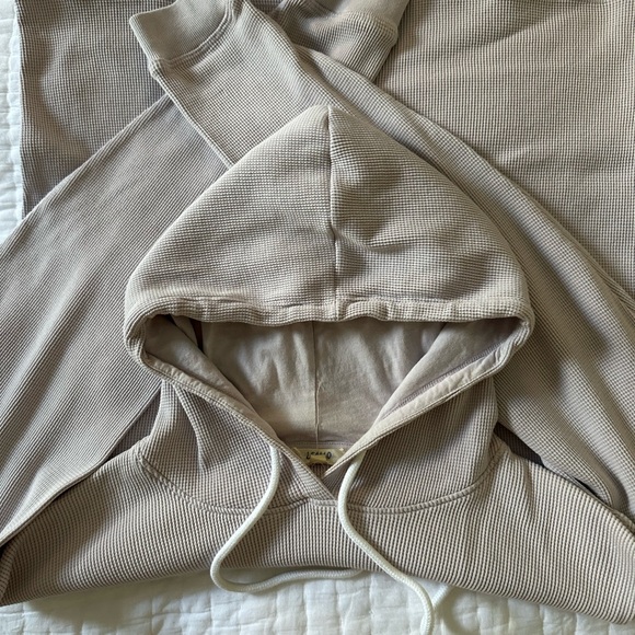 Lilac pastel waffle cotton hoodie & jogger lounge wear matching set - Picture 9 of 14